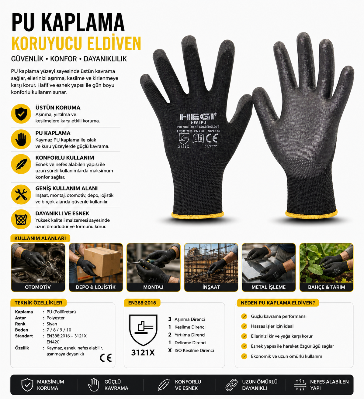 Pu Kaplama Koruyucu Eldiven