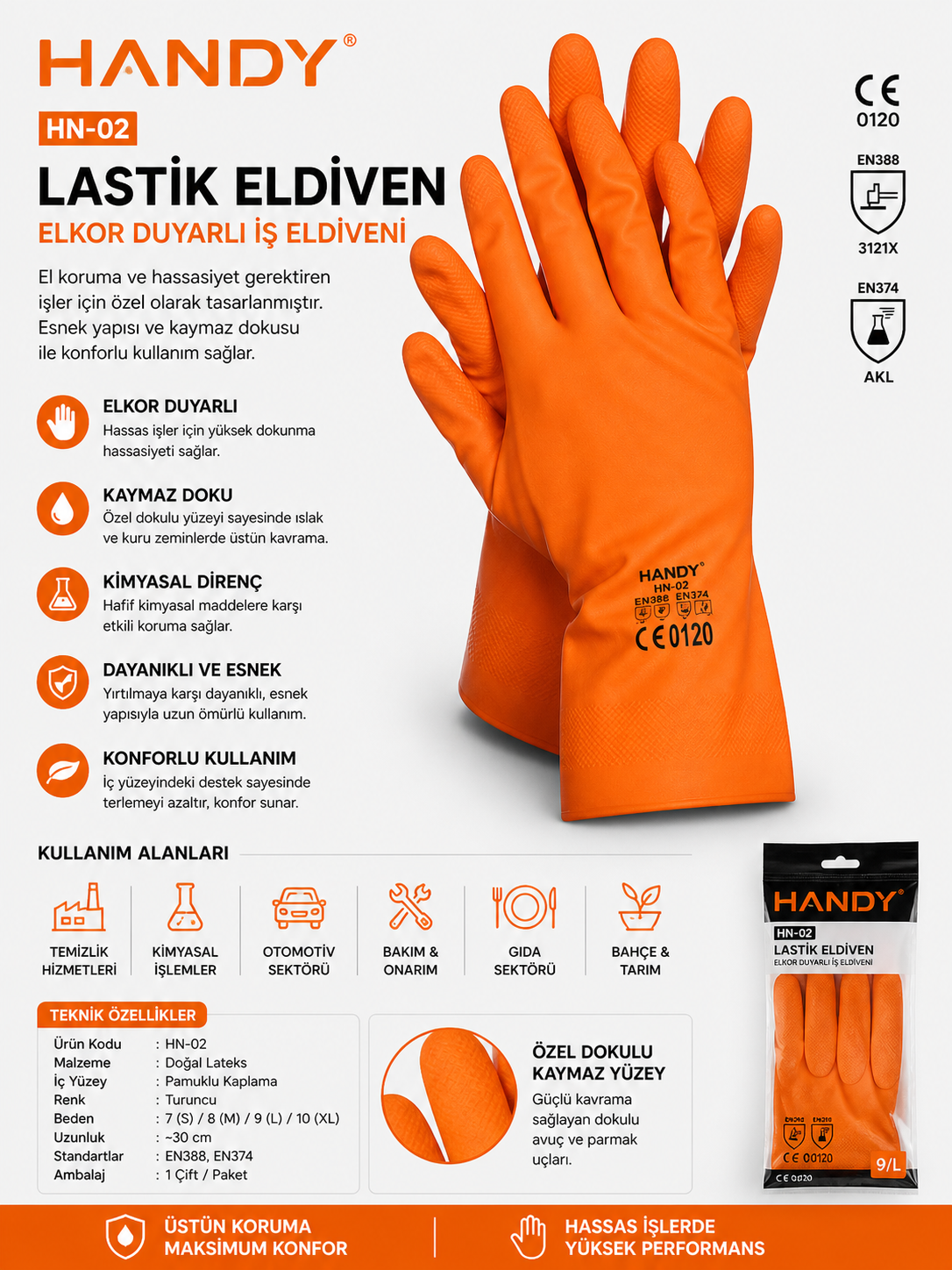 Handy Lastik Eldiven Elkor Duyarlı İş Eldiveni
