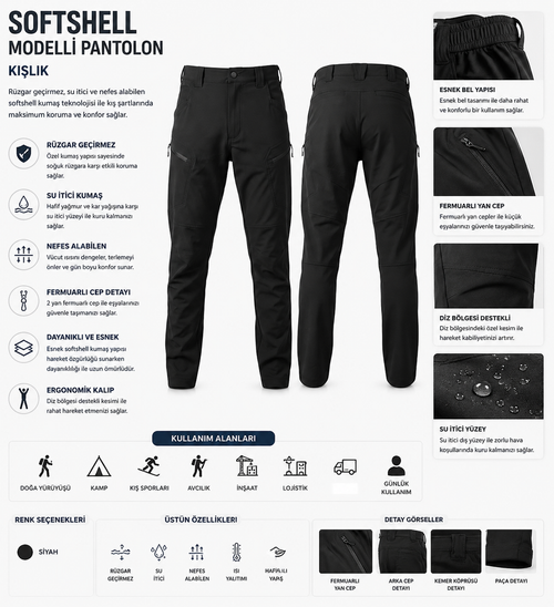 Softshell Modelli Kışlık Outdoor Pantolon