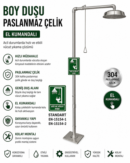 Boy Tip Yere Monte Vücut Duşu Kombine Duş Paslanmaz Çelik El Kumandalı