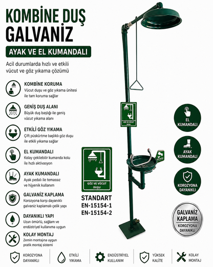Boy Tip Yere Monte Göz Ve Vücut Duşu Kombine Duş Paslanmaz Çelik El KumandaIı Gavlanizli