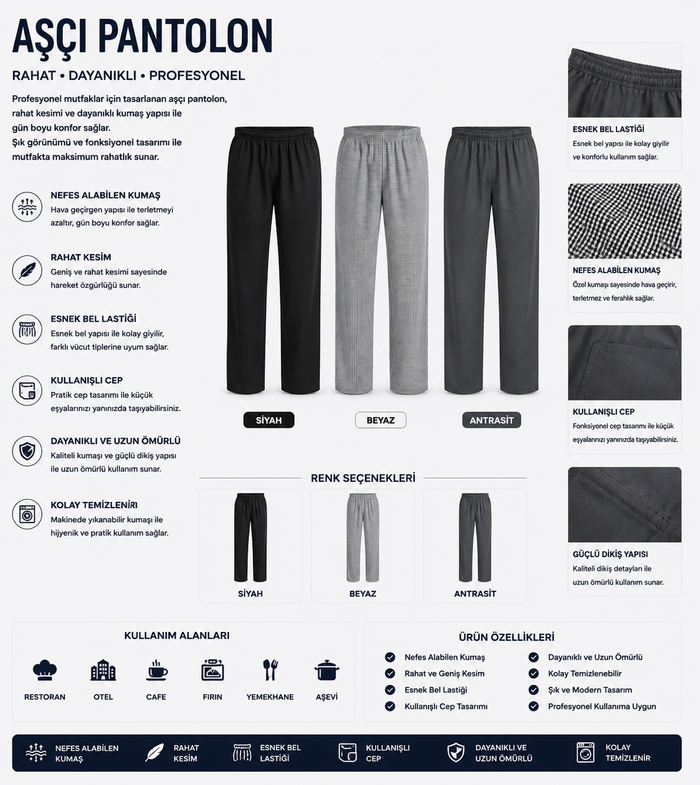Profesyonel Aşçı Pantolonu