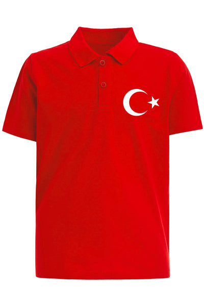 23 Nisan İçin Bayrak Baskılı Çocuk Polo Yaka Tişörtü